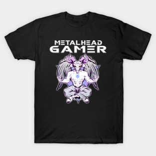 Metalhead Gamer Baphomet Meditate White T-Shirt